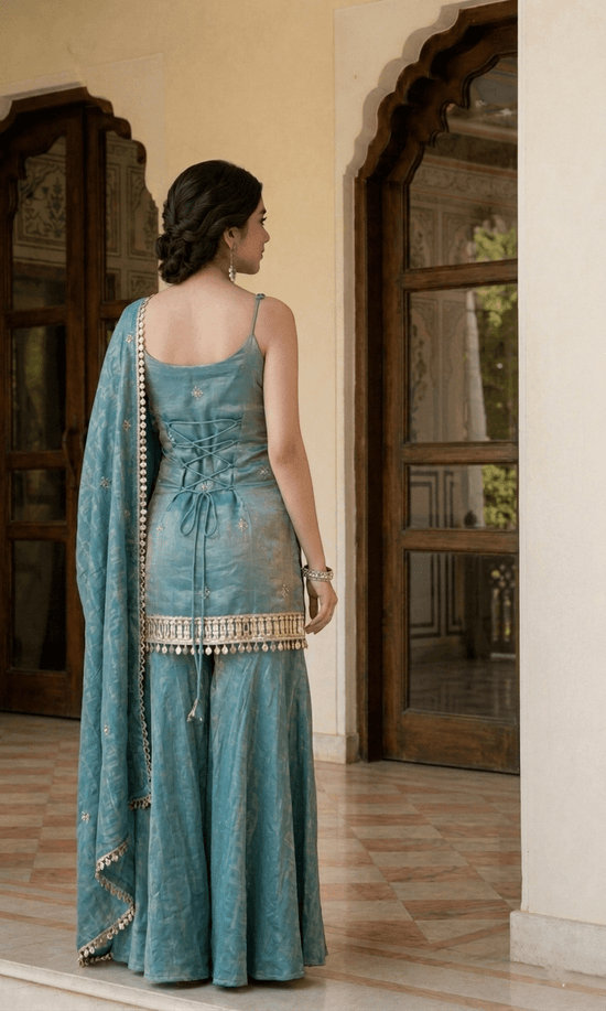 Tc 385 Fandy Mirror Work Kurti Pant Dupatta Set - Amrah Wholesale
