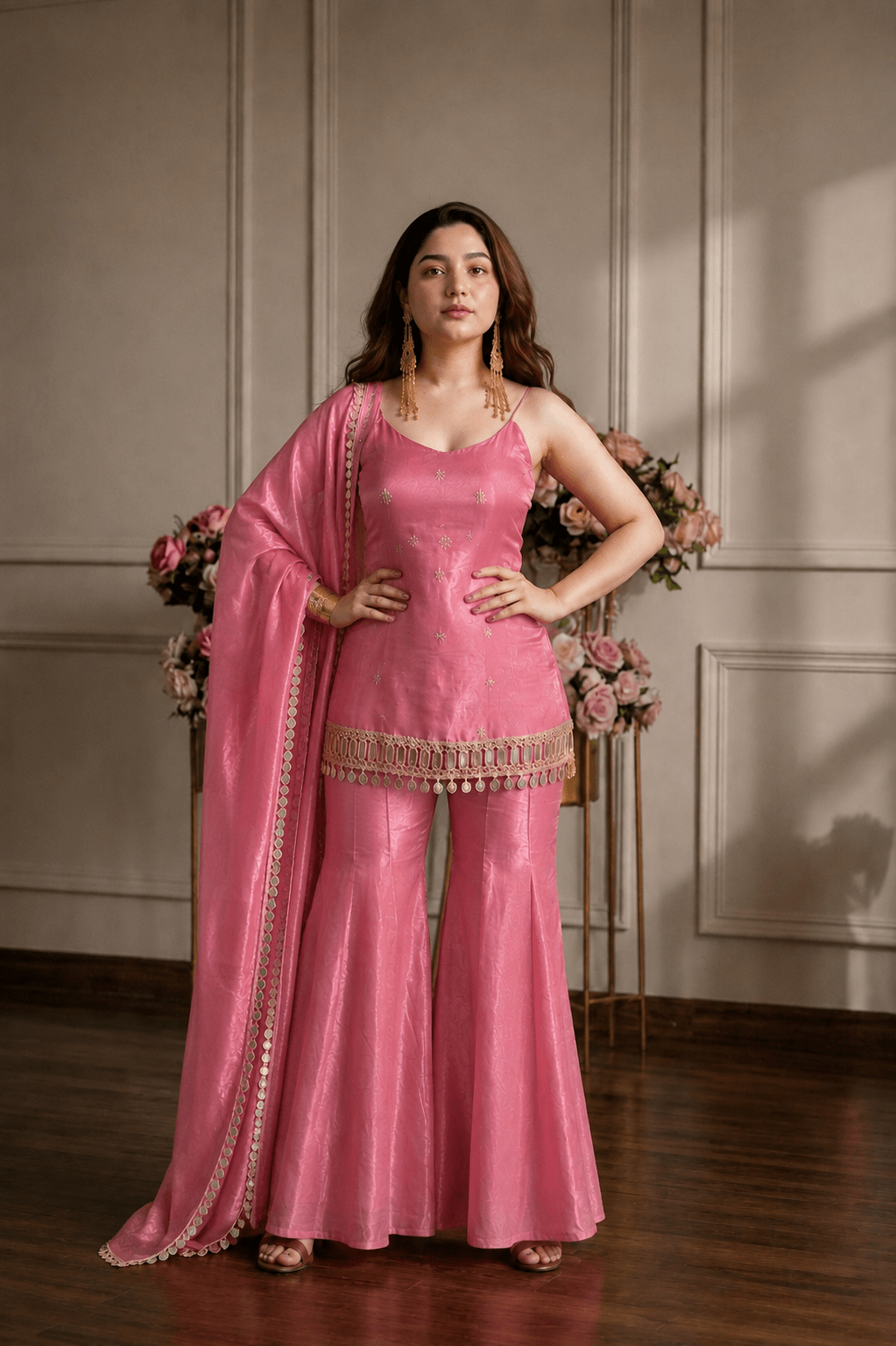 Tc 385 Fandy Mirror Work Kurti Pant Dupatta Set - Amrah Wholesale