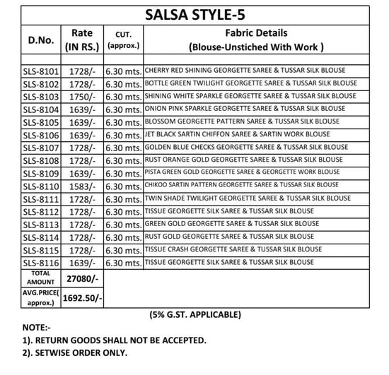 TFH Salsa Style Vol-05 Georgette Sarees