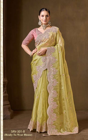 TFH SARVARATNA VOL-3 Tissue Georgette Embroidered Festive Wear Saree