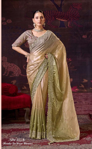 TFH SARVARATNA VOL-5 Satin Tissue Silk Embroidered Party Wear Saree