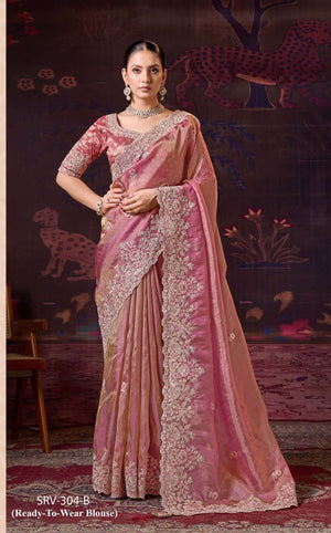 TFH SARVARATNA VOL-6 - 137 Tissue Silk Gold Zari Work Embroidered Saree