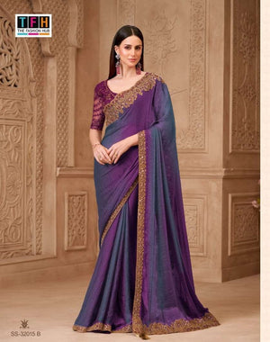 TFH Silver Screen 32015 Georgette Embroidery Saree