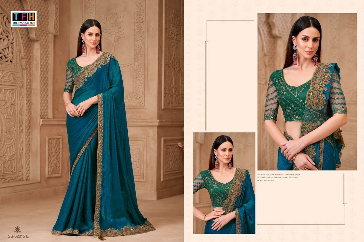 TFH Silver Screen 32015 Georgette Embroidery Saree - Amrah Wholesale