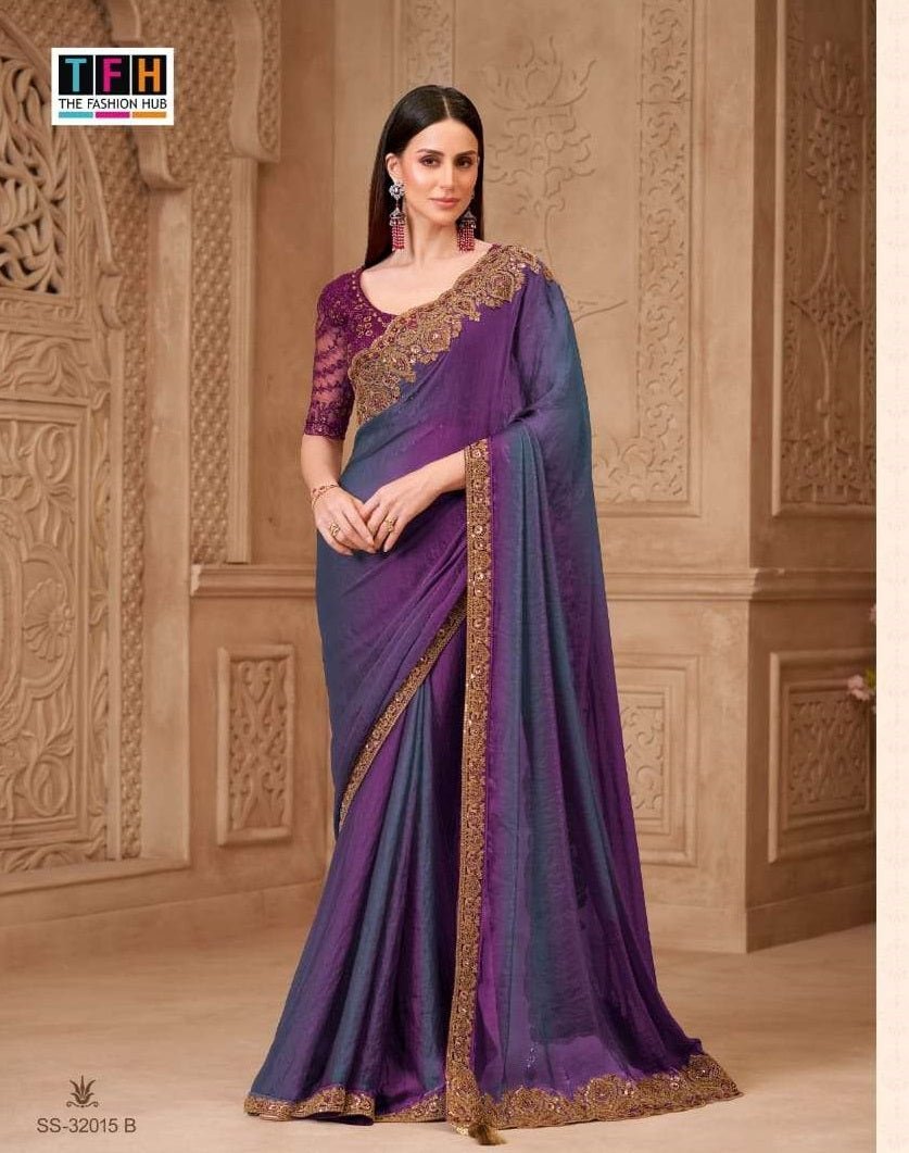 TFH Silver Screen 32015 Georgette Embroidery Saree - Amrah Wholesale