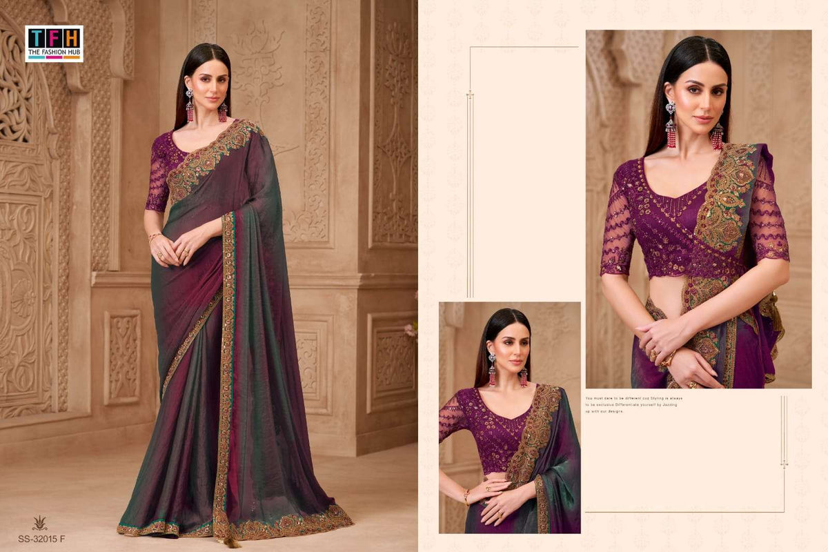 TFH Silver Screen 32015 Georgette Embroidery Saree - Amrah Wholesale