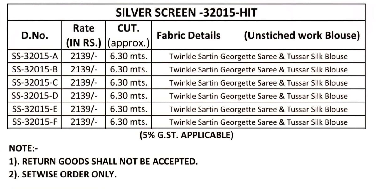 TFH Silver Screen 32015 Georgette Embroidery Saree - Amrah Wholesale