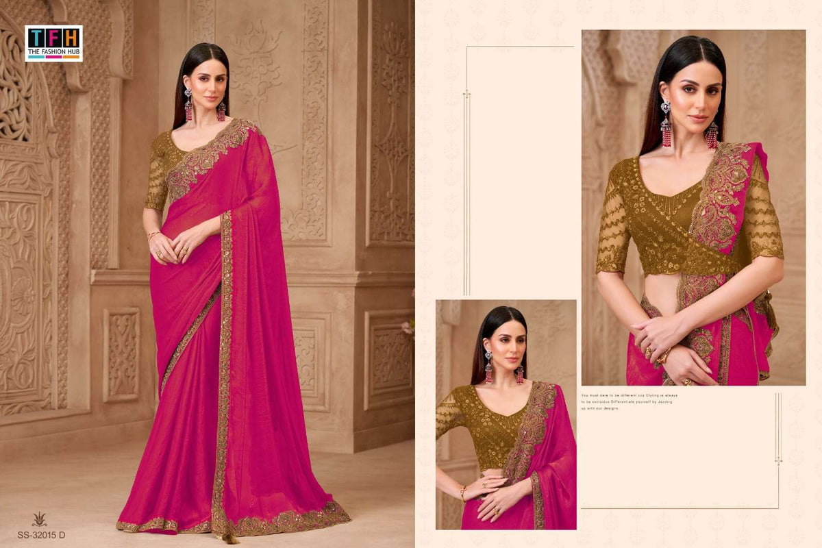 TFH Silver Screen 32015 Georgette Embroidery Saree - Amrah Wholesale