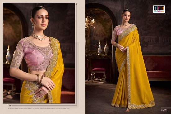 TFH Silver Screen Vol-24 Satin Silk Embroidered Festive Wear Saree