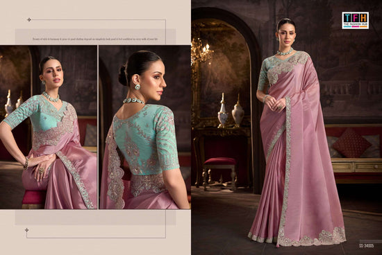 TFH Silver Screen Vol-24 Satin Silk Embroidered Festive Wear Saree
