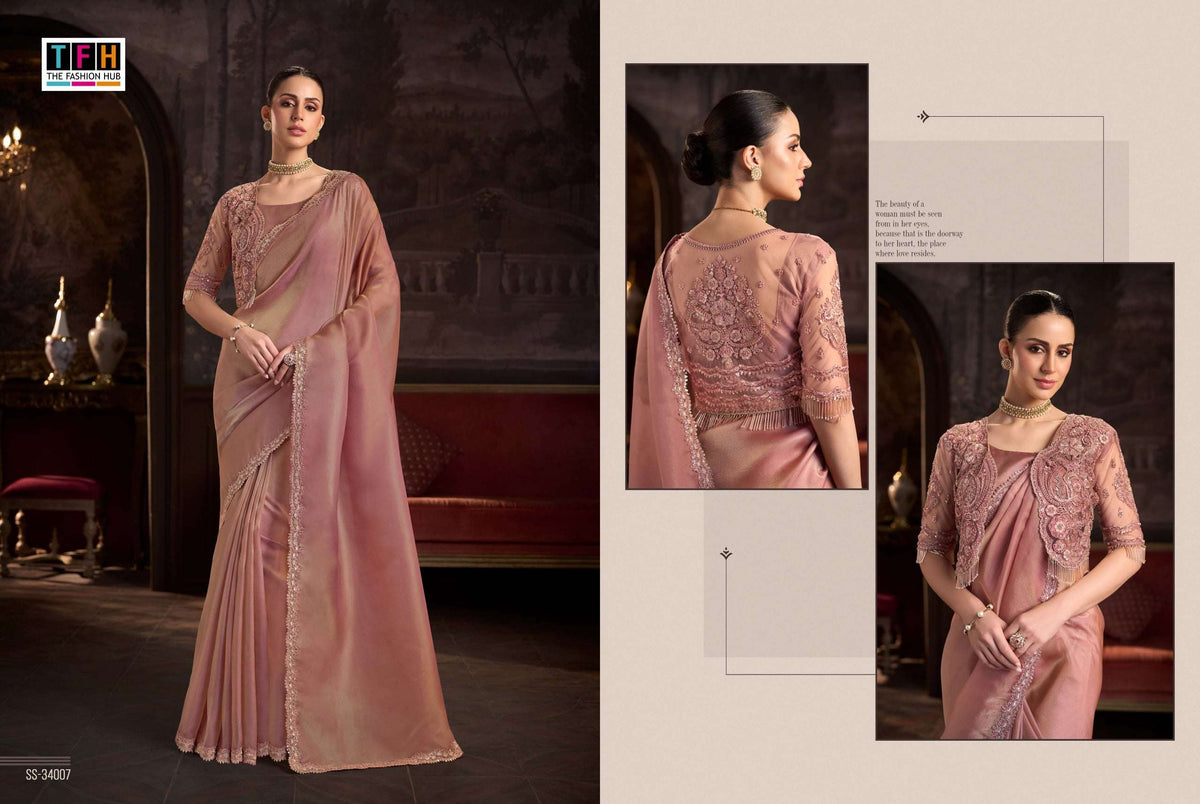 TFH Silver Screen Vol-24 Satin Silk Embroidered Festive Wear Saree