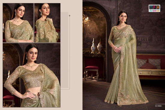 TFH Silver Screen Vol-24 Satin Silk Embroidered Festive Wear Saree