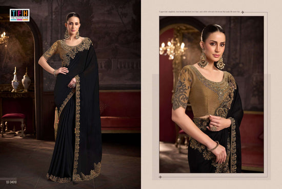 TFH Silver Screen Vol-24 Satin Silk Embroidered Festive Wear Saree
