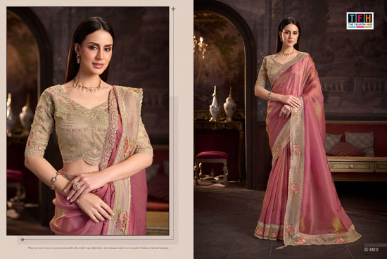 TFH Silver Screen Vol-24 Satin Silk Embroidered Festive Wear Saree