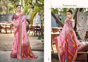 The Fabrica Crystal Soft Cotton Digital Print Saree