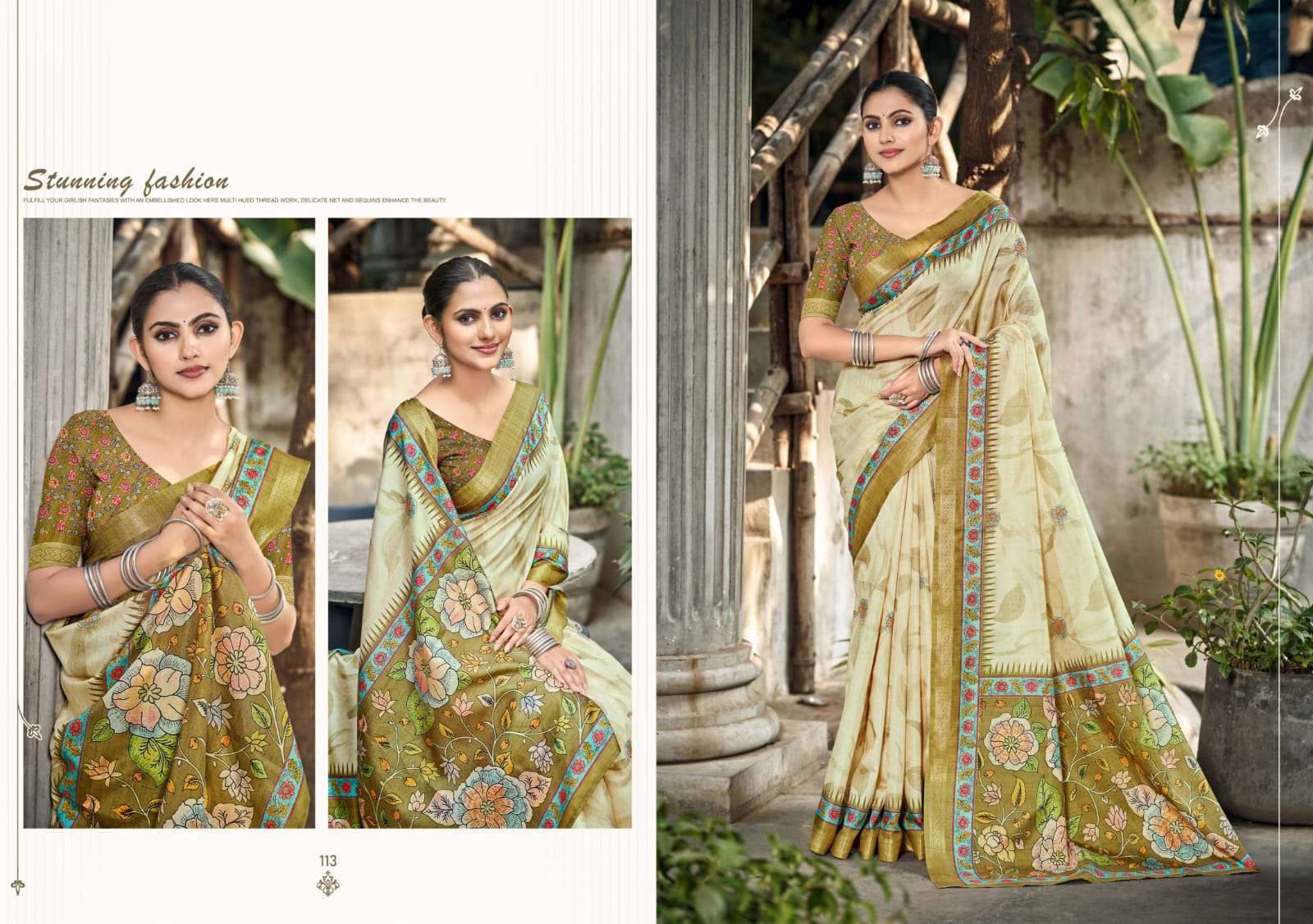 The Fabrica Crystal Soft Cotton Digital Print Saree