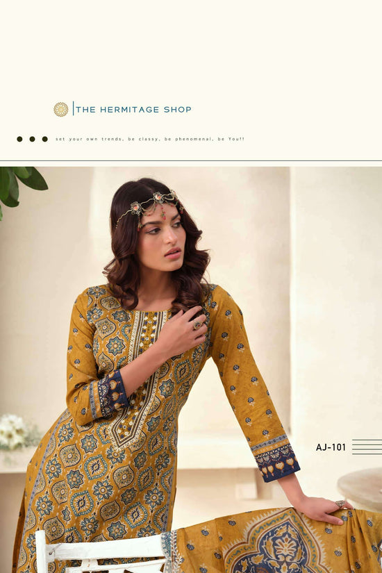 The Hermitage Ajrakh Vol 1 Lawn Cotton Dress Material