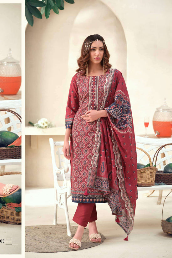 The Hermitage Ajrakh Vol 1 Lawn Cotton Dress Material