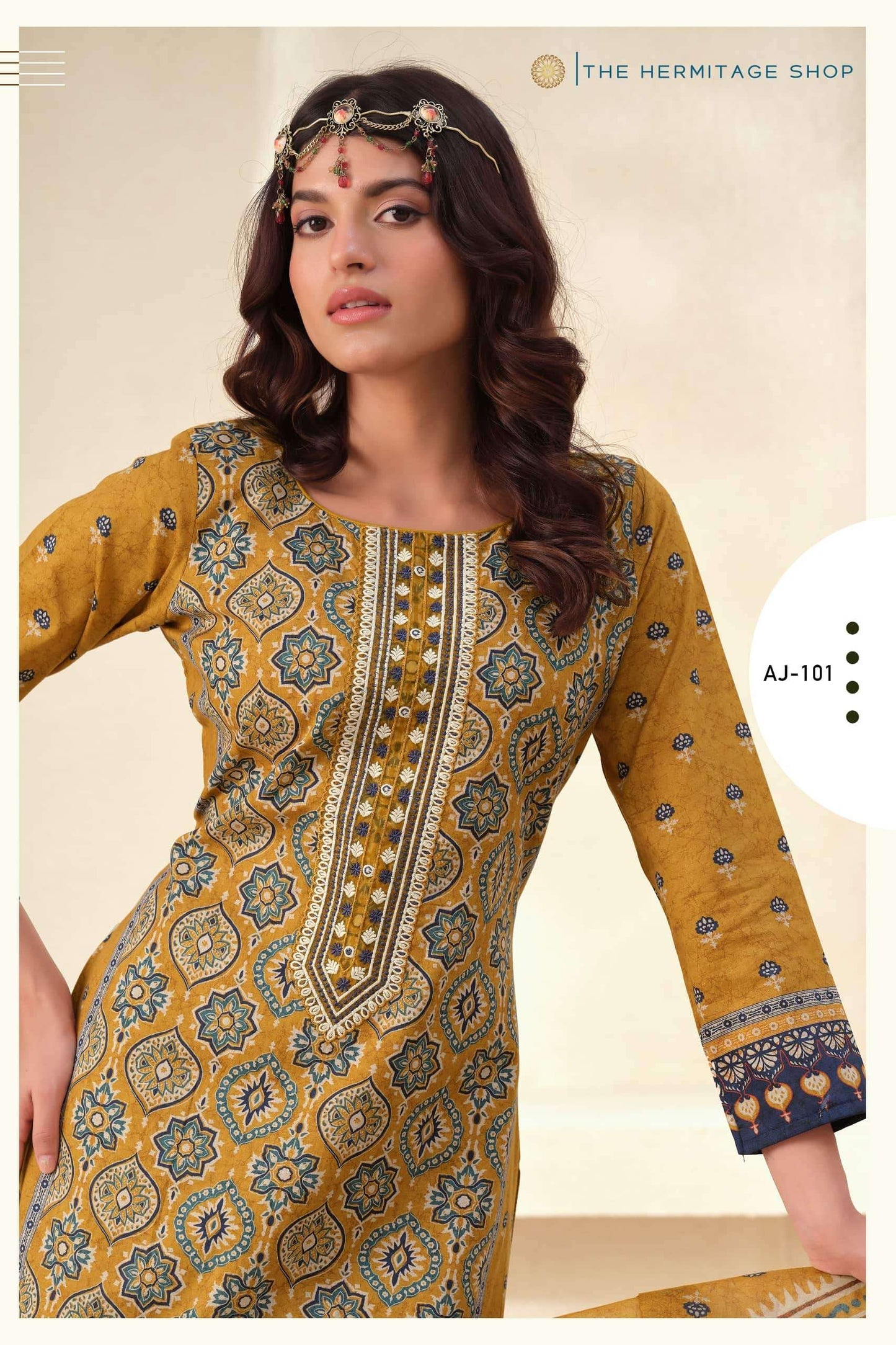 The Hermitage Ajrakh Vol 1 Lawn Cotton Dress Material
