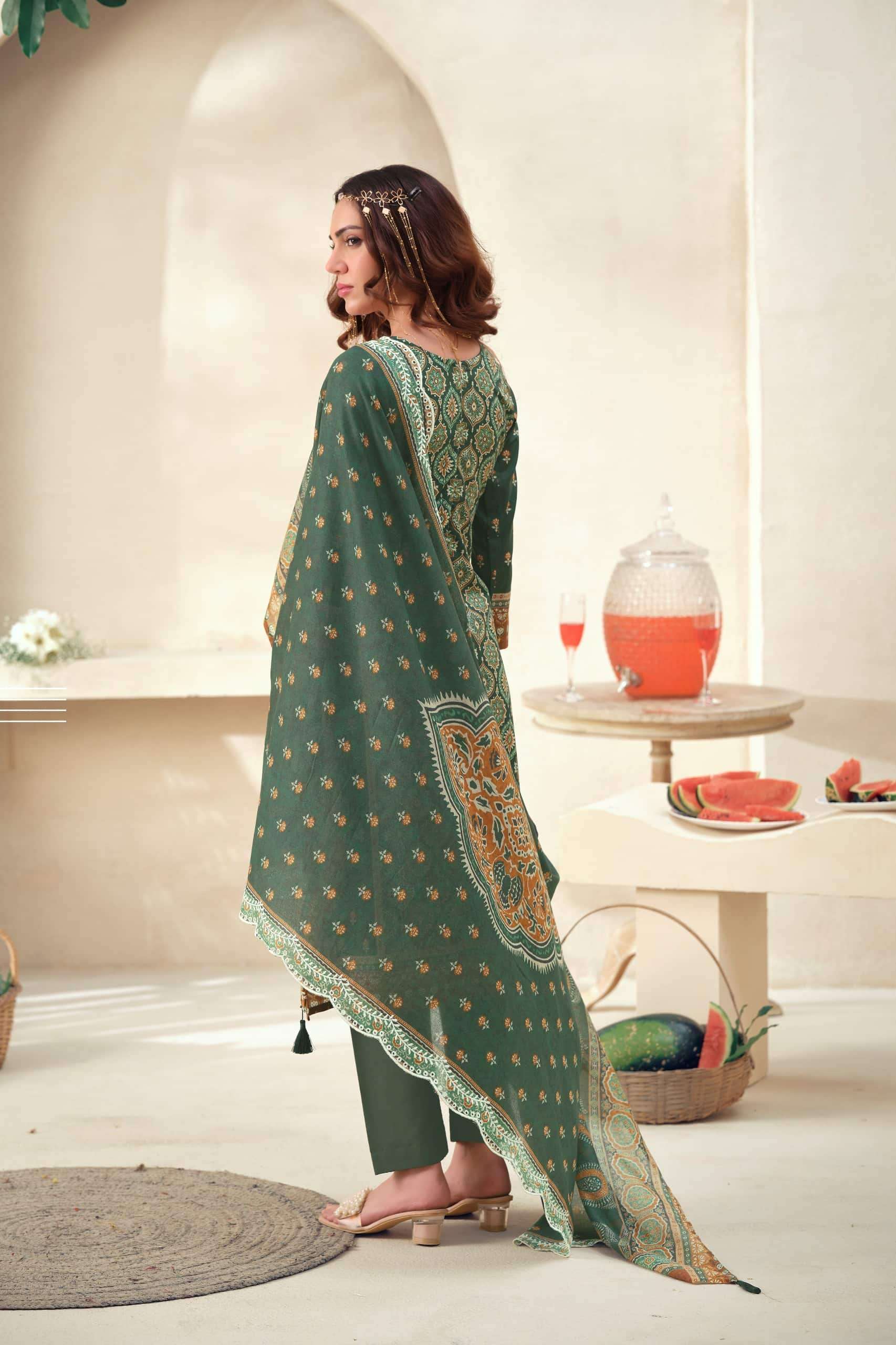 The Hermitage Ajrakh Vol 1 Lawn Cotton Dress Material