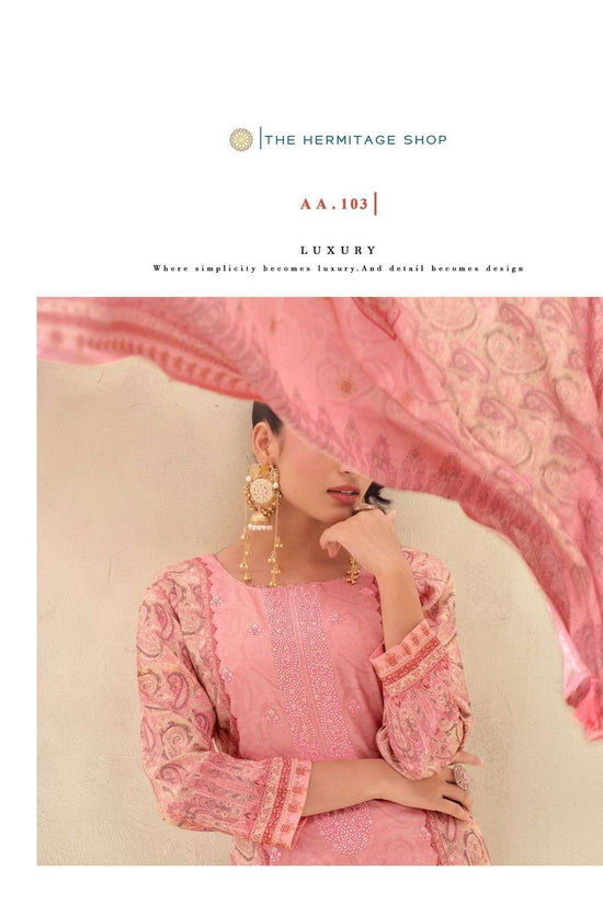 The Hermitage Shop Aaranya Vol 5 Giza Cotton Satin Pakistani Suit - Amrah Wholesale