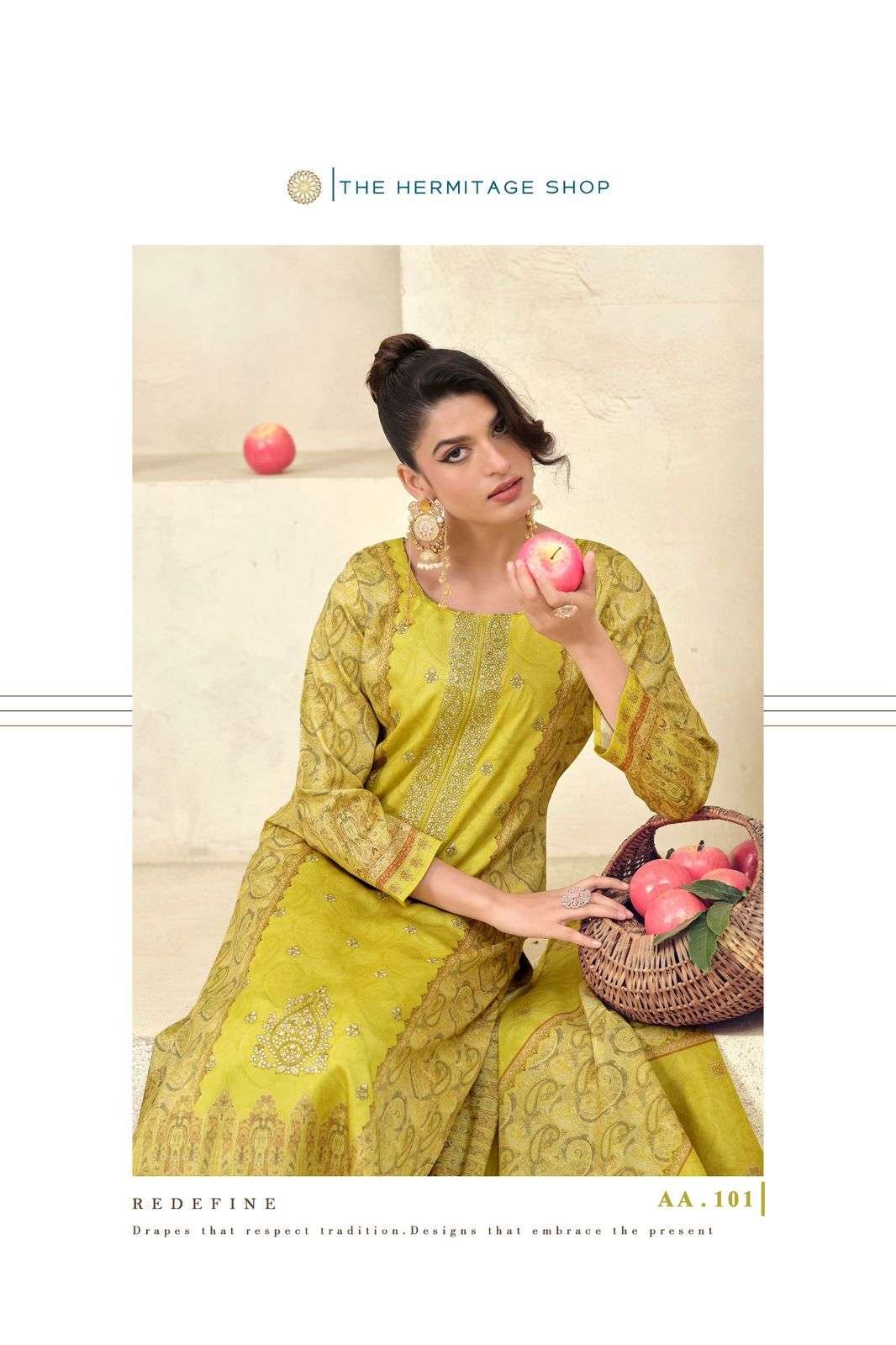 The Hermitage Shop Aaranya Vol 5 Giza Cotton Satin Pakistani Suit - Amrah Wholesale