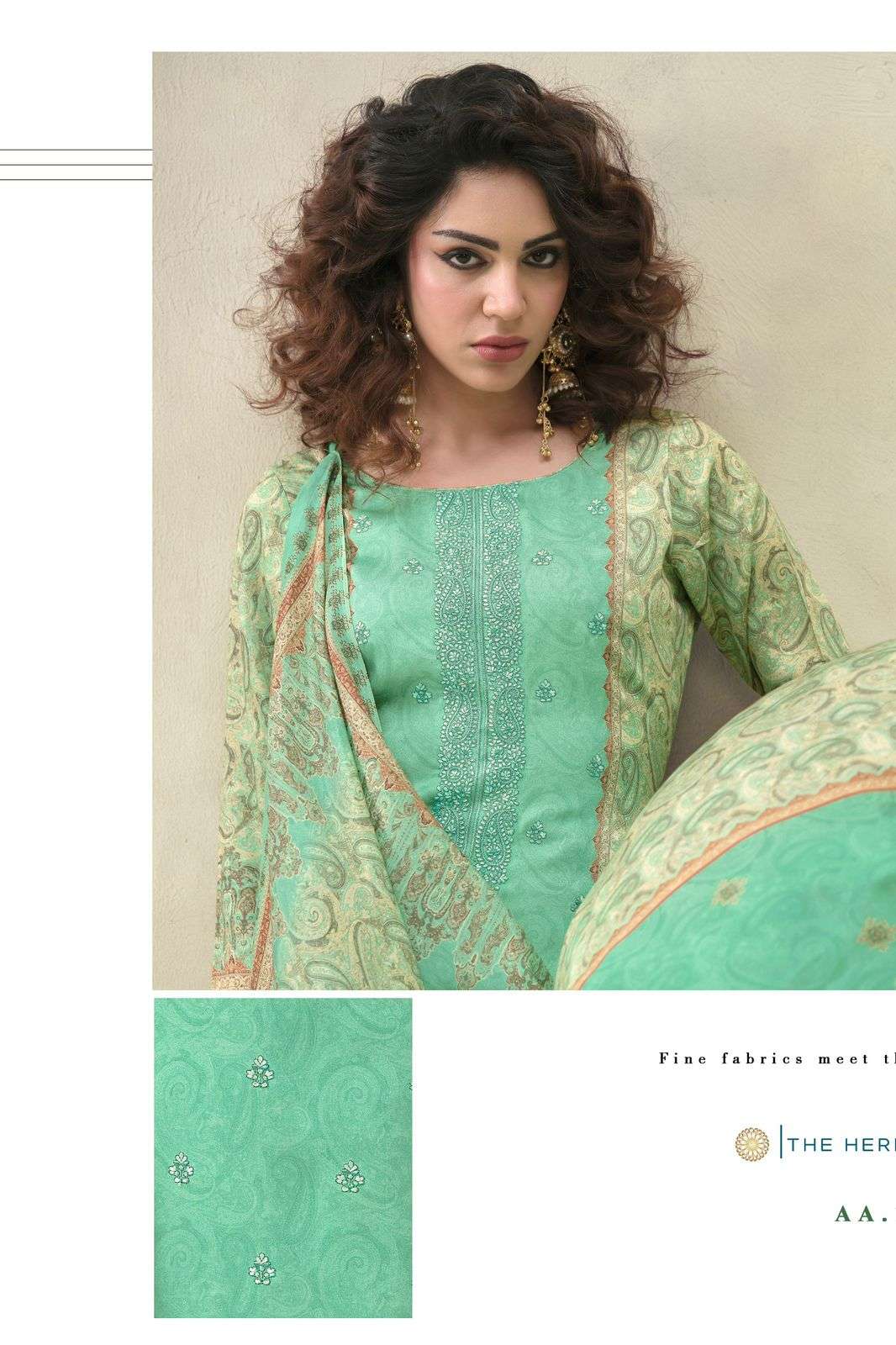 The Hermitage Shop Aaranya Vol 5 Giza Cotton Satin Pakistani Suit - Amrah Wholesale