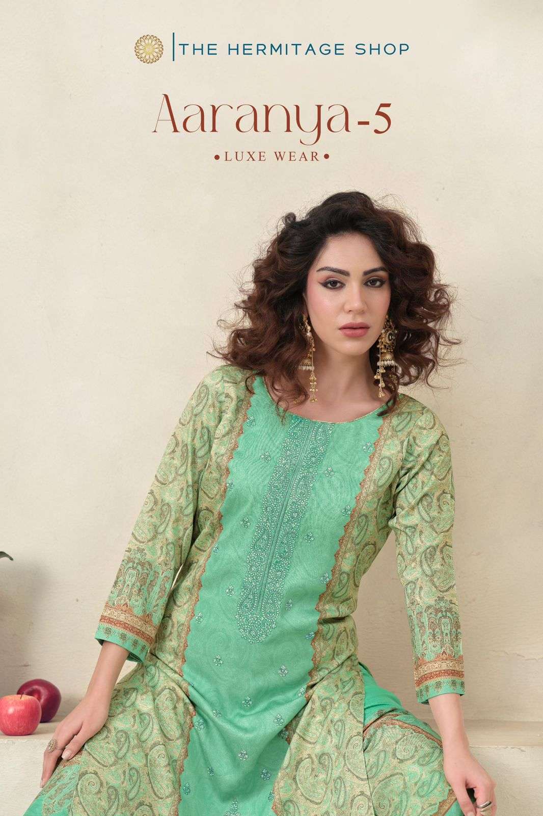 The Hermitage Shop Aaranya Vol 5 Giza Cotton Satin Pakistani Suit - Amrah Wholesale