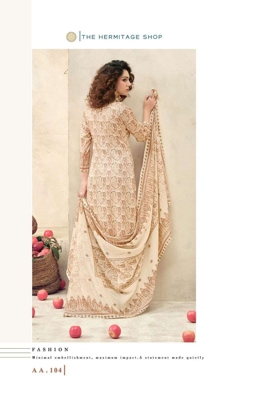 The Hermitage Shop Aaranya Vol 5 Giza Cotton Satin Pakistani Suit - Amrah Wholesale