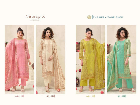 The Hermitage Shop Aaranya Vol 5 Giza Cotton Satin Pakistani Suit - Amrah Wholesale