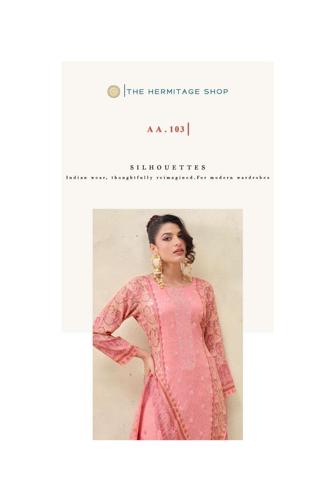 The Hermitage Shop Aaranya Vol 5 Giza Cotton Satin Pakistani Suit - Amrah Wholesale