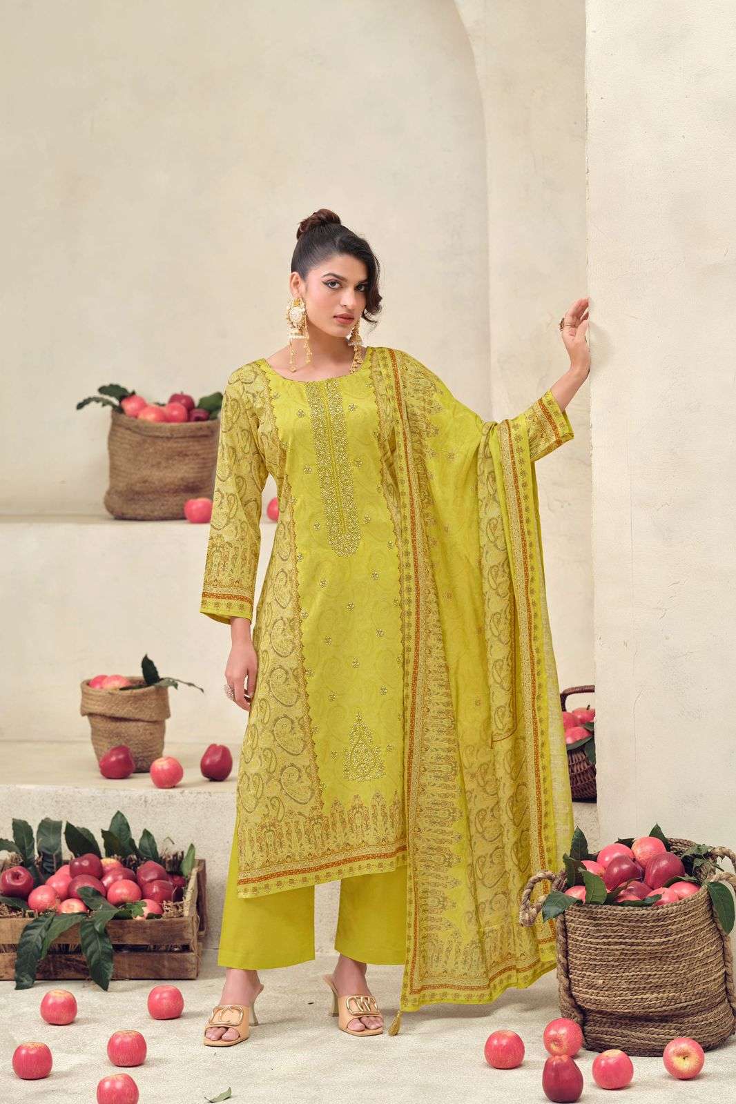 The Hermitage Shop Aaranya Vol 5 Giza Cotton Satin Pakistani Suit - Amrah Wholesale