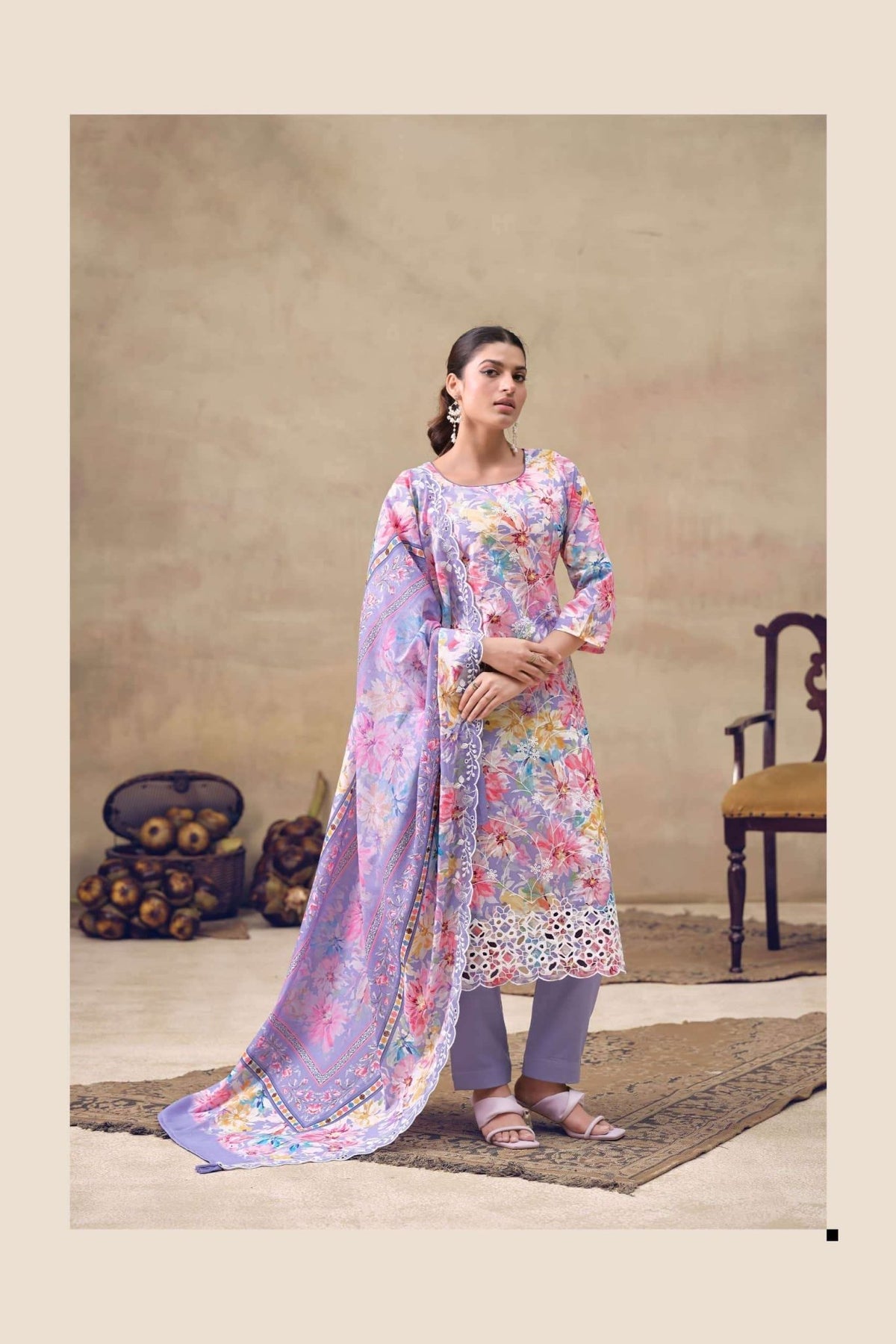 The Hermitage Shop Iznik Cotton Chikankari Dress Material - Amrah Wholesale