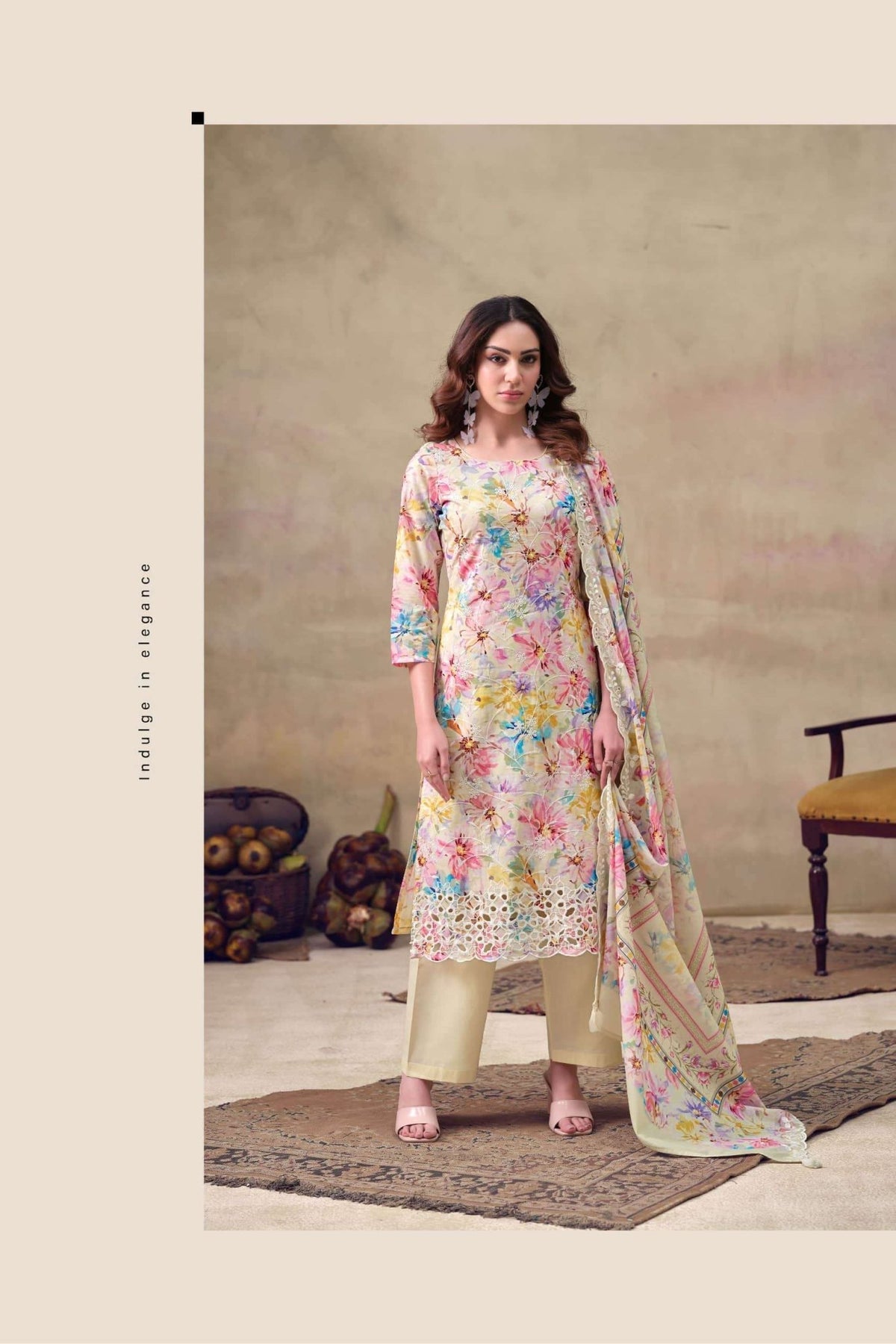 The Hermitage Shop Iznik Cotton Chikankari Dress Material - Amrah Wholesale