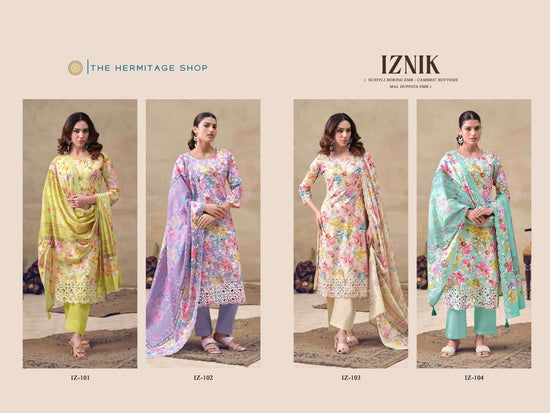 The Hermitage Shop Iznik Cotton Chikankari Dress Material - Amrah Wholesale