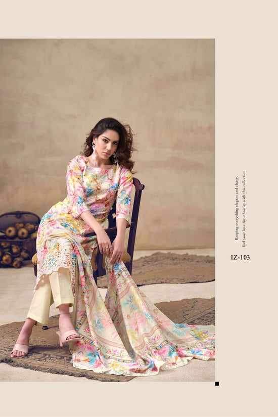 The Hermitage Shop Iznik Cotton Chikankari Dress Material - Amrah Wholesale