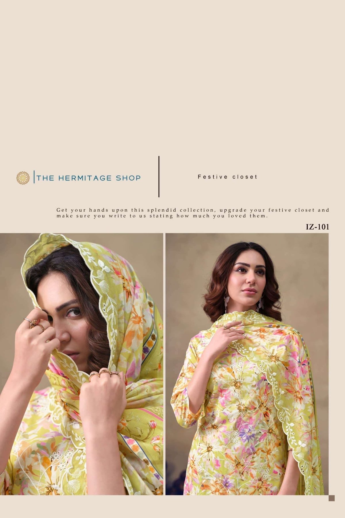 The Hermitage Shop Iznik Cotton Chikankari Dress Material - Amrah Wholesale