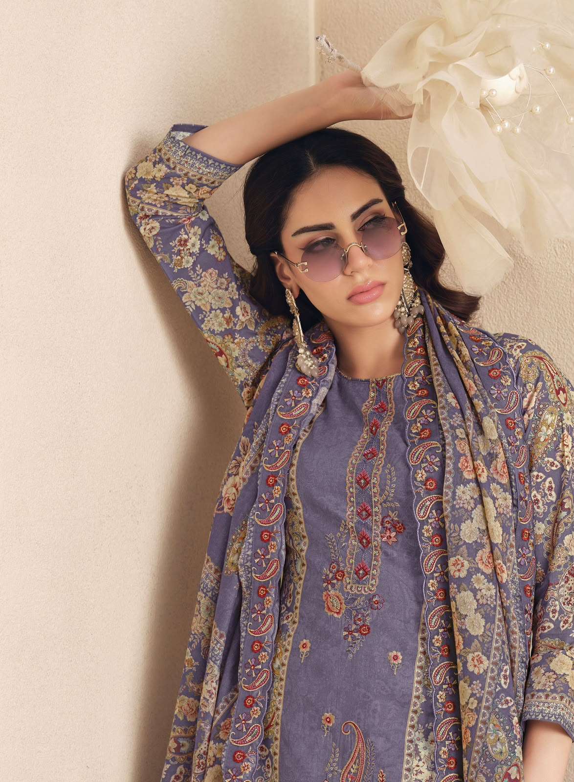 The Hermitage Shop Zaira Giza Silk Lawn Dress Material - Amrah Wholesale