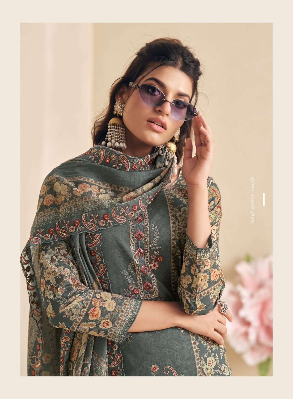 The Hermitage Shop Zaira Giza Silk Lawn Dress Material - Amrah Wholesale