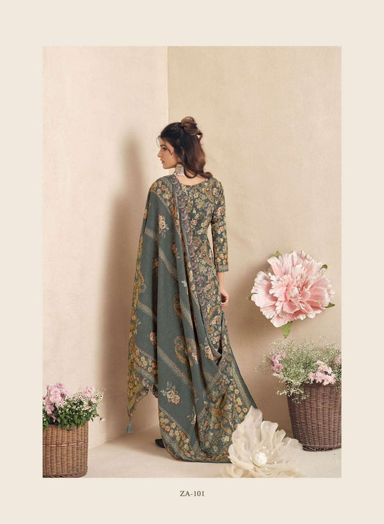 The Hermitage Shop Zaira Giza Silk Lawn Dress Material - Amrah Wholesale