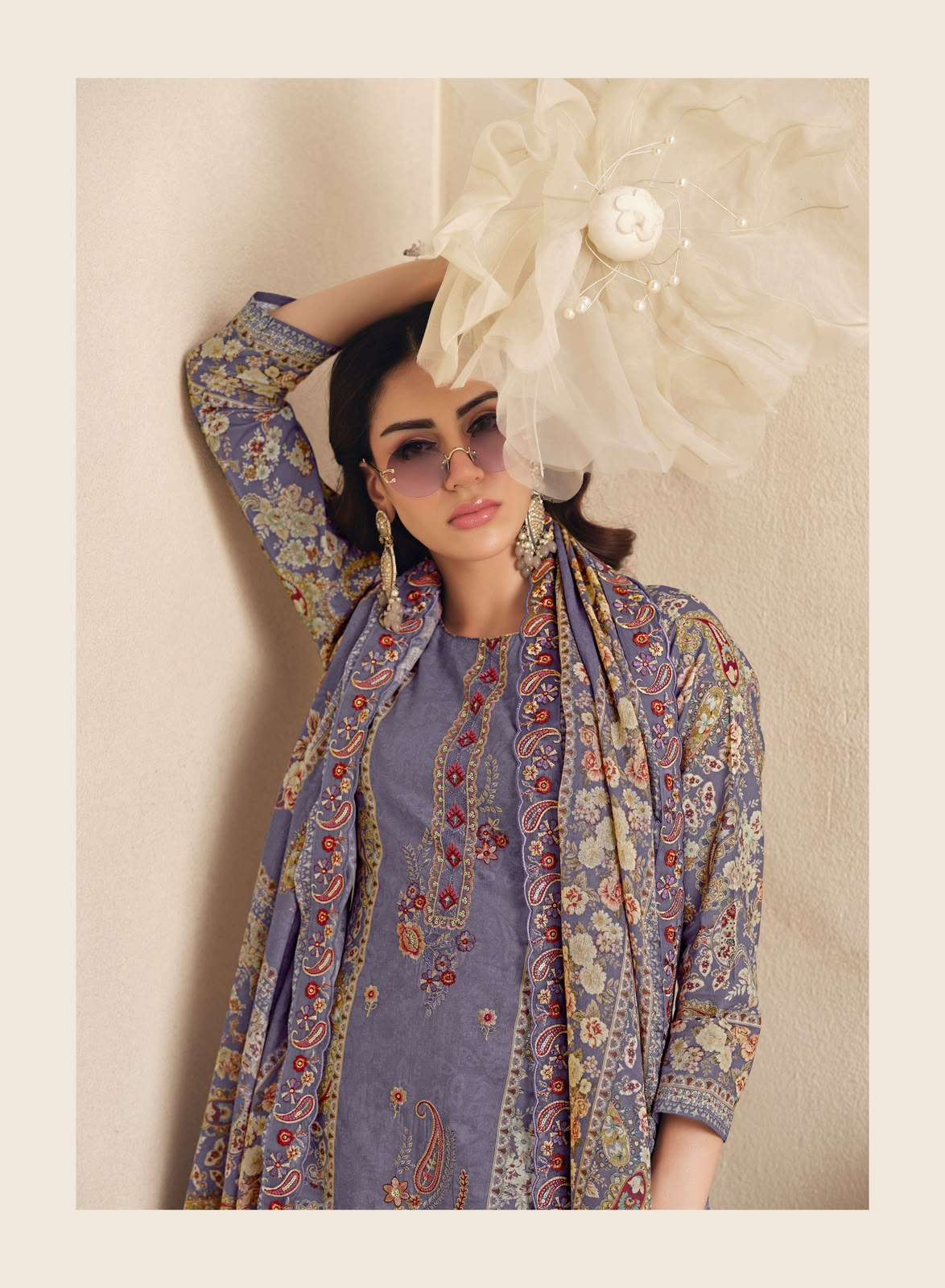 The Hermitage Shop Zaira Giza Silk Lawn Dress Material - Amrah Wholesale