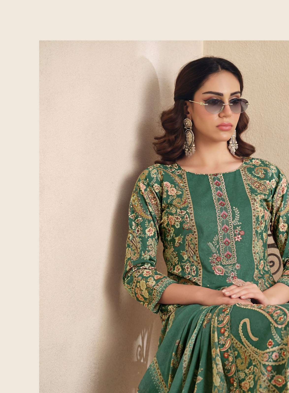 The Hermitage Shop Zaira Giza Silk Lawn Dress Material - Amrah Wholesale
