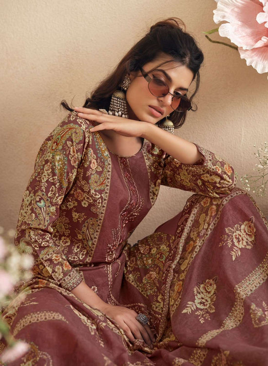 The Hermitage Shop Zaira Giza Silk Lawn Dress Material - Amrah Wholesale