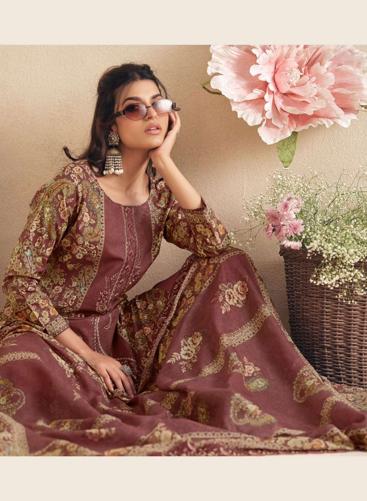 The Hermitage Shop Zaira Giza Silk Lawn Dress Material - Amrah Wholesale