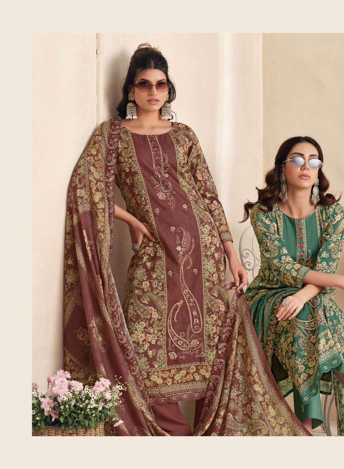 The Hermitage Shop Zaira Giza Silk Lawn Dress Material - Amrah Wholesale