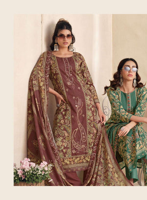 The Hermitage Shop Zaira Giza Silk Lawn Dress Material - Amrah Wholesale