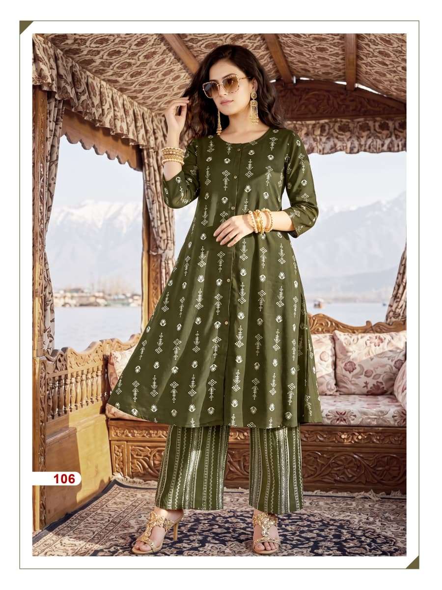 Tips & Tops Mannat Heavy Rayon Printed Kurti Pant Set