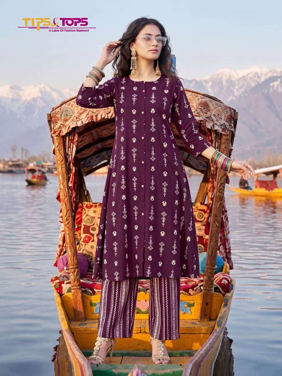 Tips & Tops Mannat Heavy Rayon Printed Kurti Pant Set