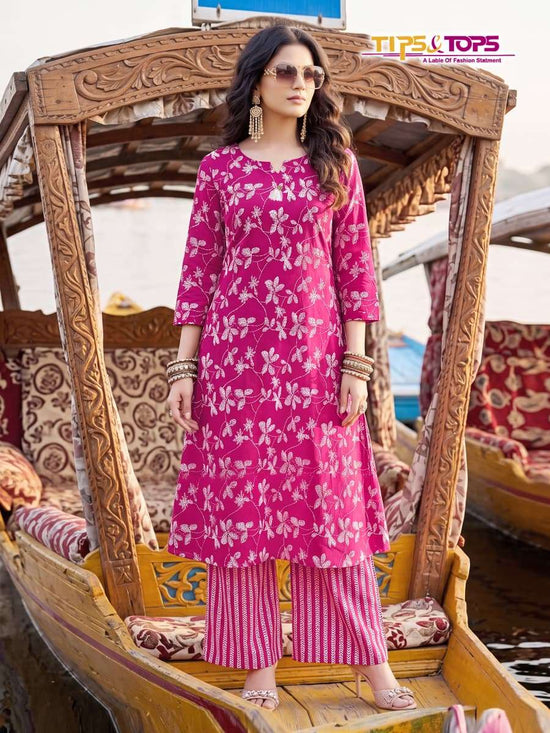 Tips & Tops Mannat Heavy Rayon Printed Kurti Pant Set