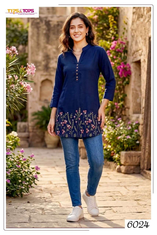 Tips And Tops Polo Heavy Rayon Kurti - Amrah Wholesale